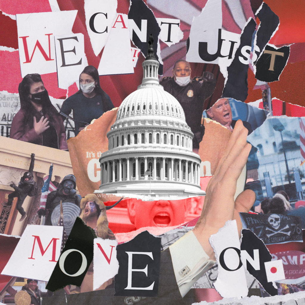 Scrapbook artwork showing imagery from the attack on the capitol