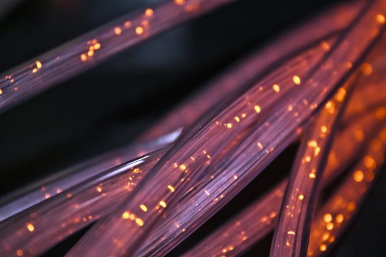 Image Description: Picture of red fiber cable